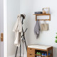 Wall Mounted Coat Clothes Hat Hanger 4 Hooks Rack Stand with Rail &amp; Storage Shelf for Hallway Entryway Bedroom Bathroom