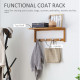 Wall Mounted Coat Clothes Hat Hanger 4 Hooks Rack Stand with Rail &amp; Storage Shelf for Hallway Entryway Bedroom Bathroom