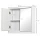 Bathroom Mirror Cabinet Wall Mounted Storage Shelf Bathroom Cupboard Double Door, White