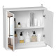 Bathroom Mirror Cabinet Wall Mounted Storage Shelf Bathroom Cupboard Double Door, White