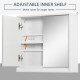 Bathroom Mirror Cabinet Wall Mounted Storage Shelf Bathroom Cupboard Double Door, White