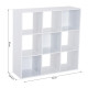 Wooden 9 Cube Storage Cabinet Unit 3 Tier Bookcase Shelves Organiser Rack Display  - White