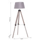 Tripod Floor Lamps for Living Room Bedroom, Modern Adjustable Standing Lamp with Wood Legs, Drum Fabric Shade, 99-143cm, Grey