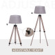 Tripod Floor Lamps for Living Room Bedroom, Modern Adjustable Standing Lamp with Wood Legs, Drum Fabric Shade, 99-143cm, Grey