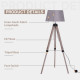 Tripod Floor Lamps for Living Room Bedroom, Modern Adjustable Standing Lamp with Wood Legs, Drum Fabric Shade, 99-143cm, Grey