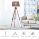 Tripod Floor Lamps for Living Room Bedroom, Modern Adjustable Standing Lamp with Wood Legs, Drum Fabric Shade, 99-143cm, Grey