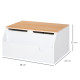 Wooden Kids Toy Box Children Storage Chest Organiser Book Slot Safety Hinge Playroom Furniture White