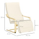 Wooden Lounging Chair Deck Relaxing Recliner Lounge Seat with Adjustable Footrest &amp; Removable Cushion, Cream White