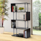 S Shape Bookcase, 5 Tiers Bookshelf, Modern Freestanding Storage Shelf for Home Office, Study, Living Room, 80 x 30 x 145cm Blac