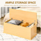 Wooden Storage Box Clothes Toy Chest Bench Seat Ottoman Bedding Blanket Trunk Container with Lid - Burlywood