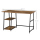 Computer Desk with Storage, Industrial Home Office Desk with 2 Tier Shelves and Steel Frame, Work Desk for Study Room, Black and