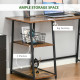 Computer Desk with Storage, Industrial Home Office Desk with 2 Tier Shelves and Steel Frame, Work Desk for Study Room, Black and