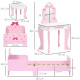 ZONEKIZ 3PCs Kids Bedroom Furniture Set with Bed, Dressing Table and Stool, Princess Themed, for 3-6 Years Old, Pink