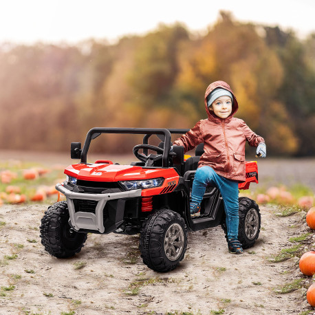 12V 2 Seater Kids Electric Ride-On Car with Electric Bucket, Remote Control - Red