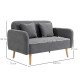 2 Seater Sofa, Modern Fabric Loveseat Sofa, Small Couch with 2 Pillows, Armrest and Wood Legs for Living Room, Bedroom, Home Off