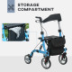 4 Wheel Rollator with Seat and Back, Lightweight Folding Mobility Walker with Large Wheels, Carry Bag, Adjustable Height, Alumin