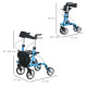 4 Wheel Rollator with Seat and Back, Lightweight Folding Mobility Walker with Large Wheels, Carry Bag, Adjustable Height, Alumin