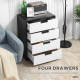 Drawer Chest, 4-Drawer Storage Cabinet Organiser for Bedroom, Living Room, 60cmx40cmx80cm, White and Black