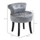 Dressing Table Stool with Rubber Wood Legs, Ice Velvet Vanity Stool for Living Room Bedroom, Grey