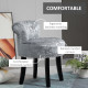 Dressing Table Stool with Rubber Wood Legs, Ice Velvet Vanity Stool for Living Room Bedroom, Grey