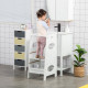 Toddler Step Stool Kids Adjustable Standing Tower with Safety Rail for Kitchen Counter White