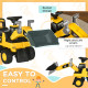 CAT Licensed Kids Construction Ride-On Toddler Digger Excavator Foot-To-Floor Ride-On Toy w/ Manual Shovel, Horn, Hidden Storage