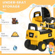 CAT Licensed Kids Construction Ride-On Toddler Digger Excavator Foot-To-Floor Ride-On Toy w/ Manual Shovel, Horn, Hidden Storage