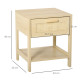 Nightstand with Rattan Drawer and Storage Shelf, Bedside End Table for Bedroom, Living Room