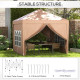 Outsunny 3 x 3 m Pop Up Gazebo, Wedding Party Canopy Tent Marquee with Carry Bag and Windows, Coffee