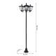 Outsunny 1.8m Traditional Victorian Style 3 Way Head Outdoor Garden Solar Post Lamp Sensor Dimmable LED Lantern Bollard Pathway 