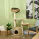 PawHut Cat Tree Activity Centre, with Cattail, Bed, Cat House, Sisal Post, Ball - Natural Tone