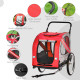 PawHut 2-In-1 Dog Bike Trailer Pet Stroller with Universal Wheel Reflector Flag Red