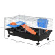 PawHut Steel Small 2-Tier Small Guinea Pigs Hutches w/ Accessories Blue/Orange