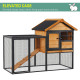 PawHut Wood-metal Guinea Pigs Hutches Elevated Pet Bunny House Rabbit Cage with Slide-Out Tray Outdoor