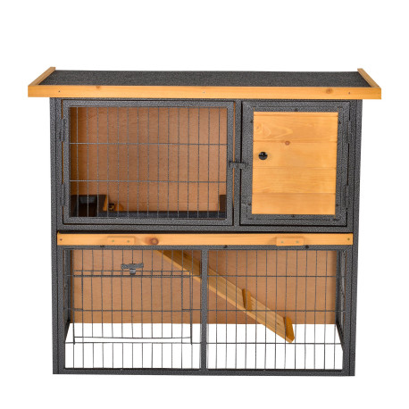 PawHut Wood-metal Guinea Pigs Hutches Elevated Pet House Outdoor 89.5 x 45 x 81cm