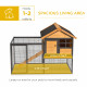 PawHut Rabbit Hutch Guinea Pig Hutch Wood-metal Elevated Guinea Pig House Pet Bunny Cage for Outdoor 122 x 63 x 92cm Light Yello