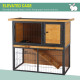 PawHut Guinea Pig Hutch Rabbit Hutch Wood-metal Elevated Pet House Bunny Cage with No-Leak Tray Ramp Openable Roof Outdoor 89.5 