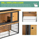 PawHut Guinea Pig Hutch Rabbit Hutch Wood-metal Elevated Pet House Bunny Cage with No-Leak Tray Ramp Openable Roof Outdoor 89.5 