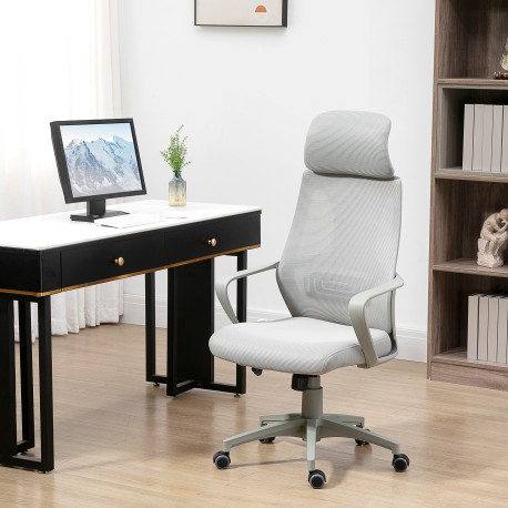 Vinsetto Ergonomic Office Chair, High Back Computer Chair, Mesh Desk Chair with Lumbar Support, Headrest, Wheel, Adjustable Heig