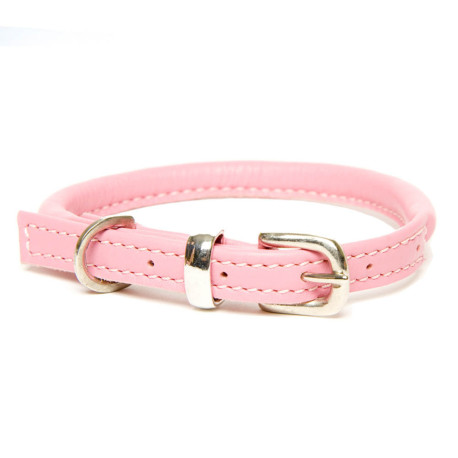 Dogs & Horses - Rolled Leather Dog Collar - Pink