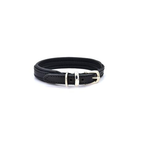 Dogs & Horses - Padded Leather Dog Collar - Black