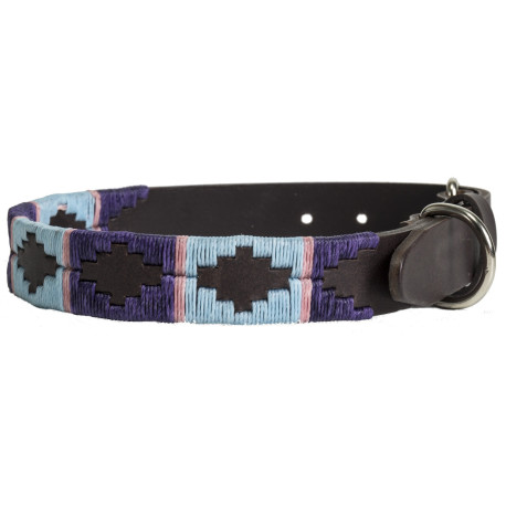 Pioneros Polo Dog Collar - Pale Blue/Purple/Pink Stripe