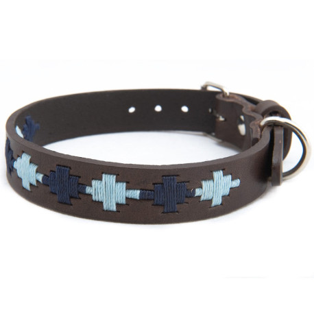 Pioneros Polo Dog Collar Pampa Cross - Navy/Pale Blue