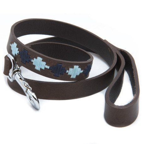 Pioneros Polo Dog Lead Pampa Cross - Navy/Pale Blue