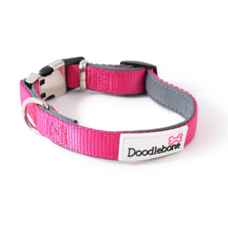 Doodlebone Bold Range Padded Dog Collar - Neon Pink