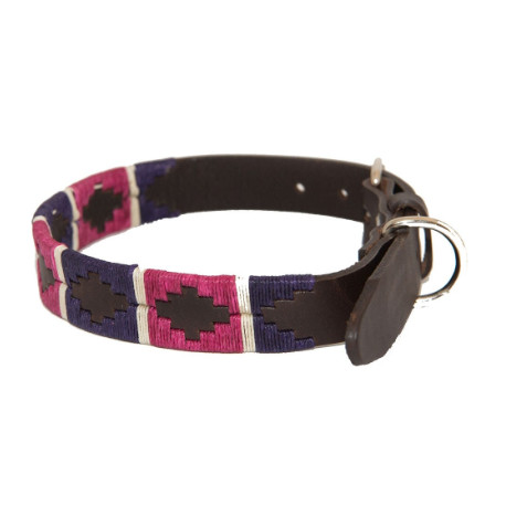 Pioneros Polo Dog Collar - Purple / Berry / White Stripe