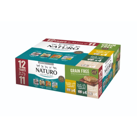 Naturo Adult Wet Dog Food Grain Free Variety Pack Trays 12 x 400g