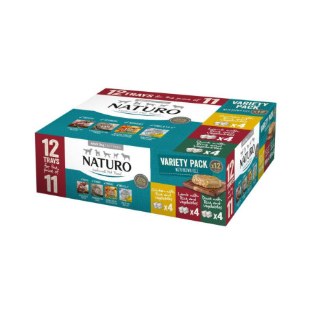 Naturo Adult Wet Dog Food with Rice Variety Pack Trays 12 x 400g