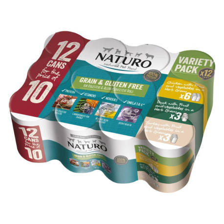 Naturo Adult Wet Dog Food Grain & Gluten Free Poultry Variety Cans 12 x 390g