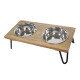 Rosewood - Wooden Double Diner Dog Bowl - 650ml